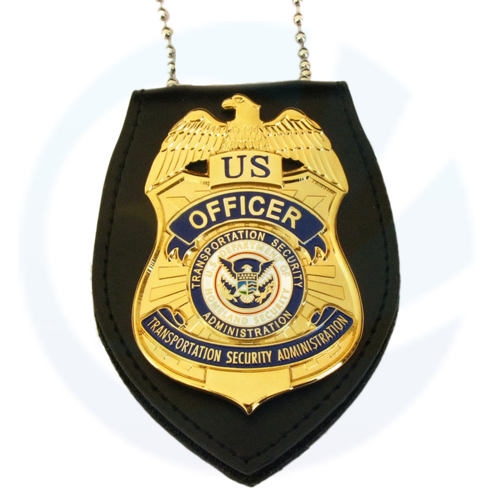 BSCI認定ファクトリーカスタムメタルロゴラペルピン3D陸軍警察探偵士官保安官セキュリティレザーカバーUSボタンシールドバッジ名誉