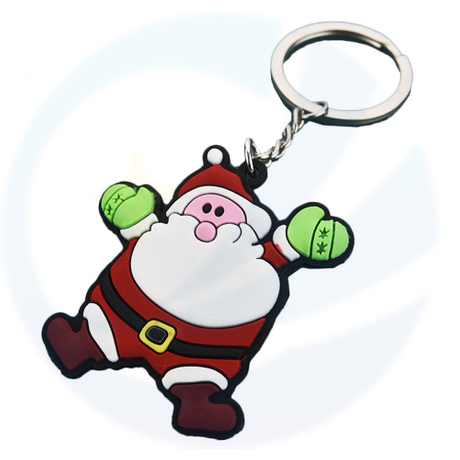 カスタムクリスマス漫画キーチェーンかわいいサンタPVCプロモーションキーチェーンクリスマスギフトペンダント