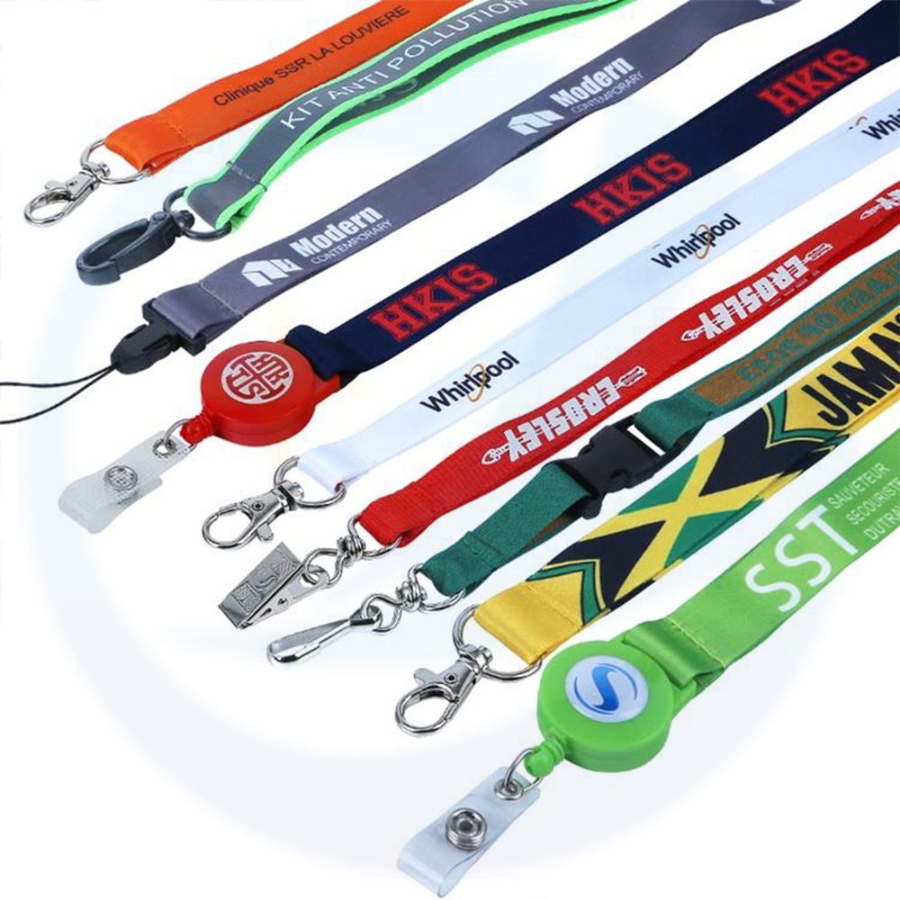 低MOQカスタムプリントブランク昇華ネックストラップIDバッジカードホルダーLANYARDS WITH LOGO CUSTAL POLYESTER LANYARD