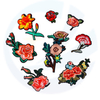 卸売りのカスタム刺繍の花のパッチローズアイアンパッチの花のアップリケ衣類パッチ